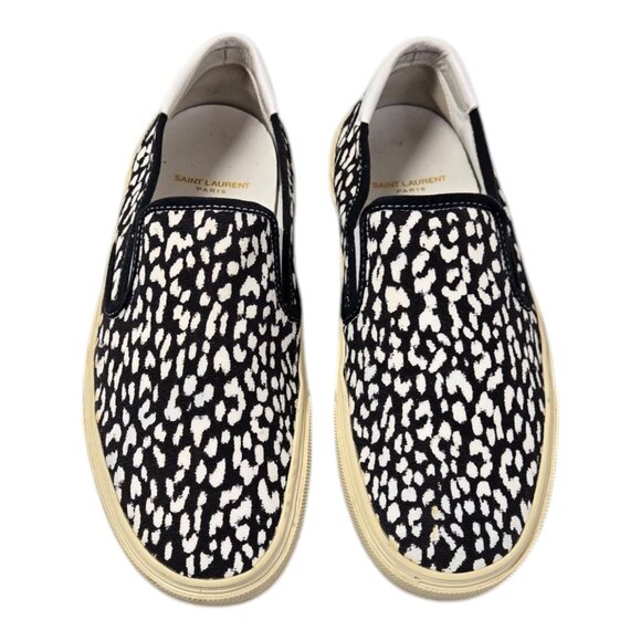 Saint Laurent Baby cat Slip-on Sneakers EU 44.5 US 11 Black & White Pre-owned - Picture 1 of 9